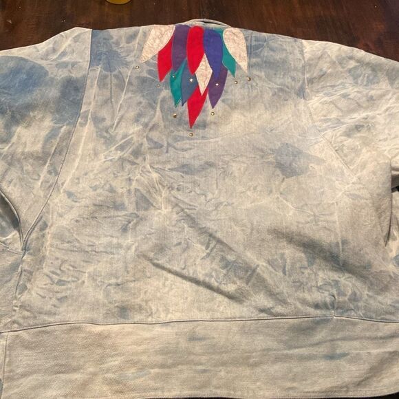 Vintage 80’s-90’s Handmade Denim Patch Jacket Shoulder Pads Pat Hardison pockets - Picture 15 of 15